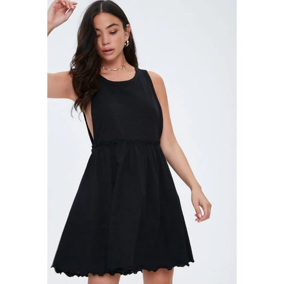 Forever 21 Dresses & Skirts - Forever 21 Black Ruffle Knit Sleeveless Skater Dress